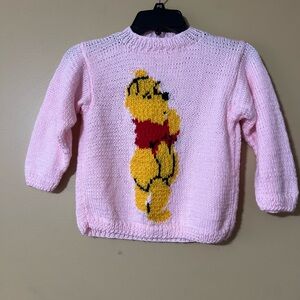 Winnie The Pooh Pink Knit Sweater with Bear Design